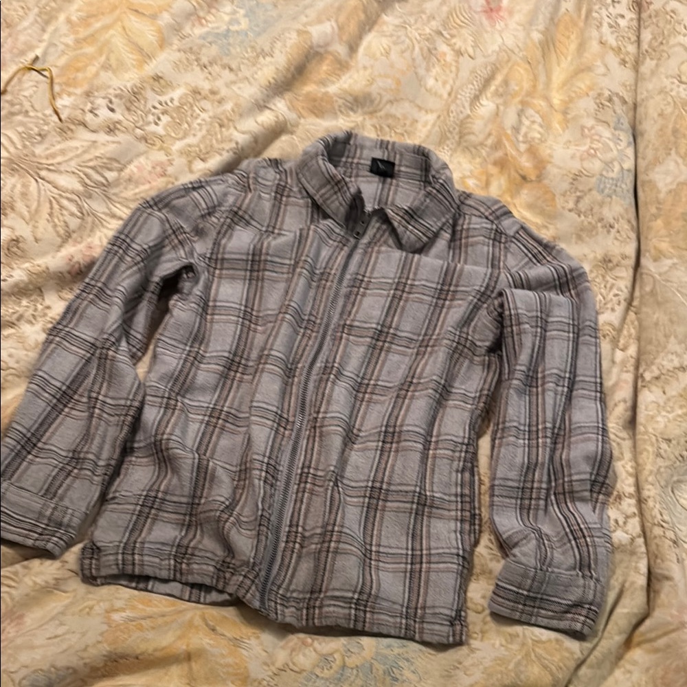 Boys Art Class Grey Flannel Plaid Zip Up Jacket M